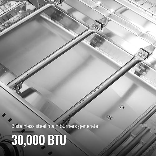 Miniatura 4 de Royal Gourmet GA4402S - Parrilla de gas propano de 4 quemadores con quemador lateral y estante de calentamiento, parrilla de gas de acero inoxidable