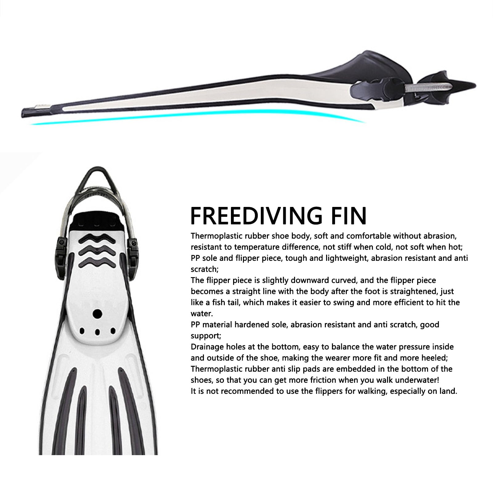 Płetwy do Stóp do Nurkowania Regulowane Wygodne, Ergonomiczne Płetwy do Snorkelingu do Pływania Freediving, Czarne 2 Szt