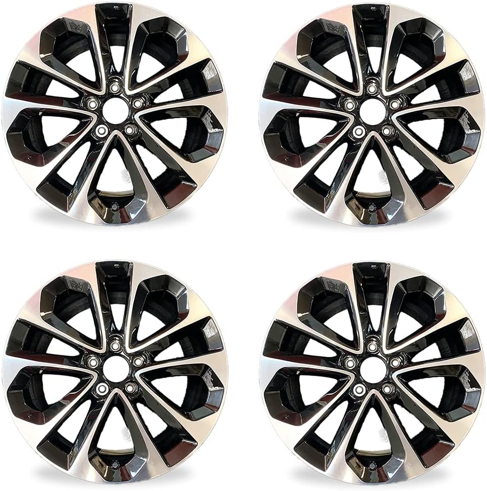 SET OF 4 New 18" 18x8 Alloy Wheels For 2013-2015 Honda Accord Machined Black OEM Design Replacement Rim
