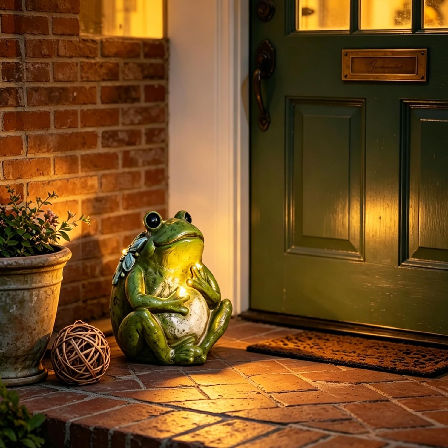 SIMON'S SHOP Solar Frog Garden Statue, 8'' Outdoor Weatherproof Figurine image 3