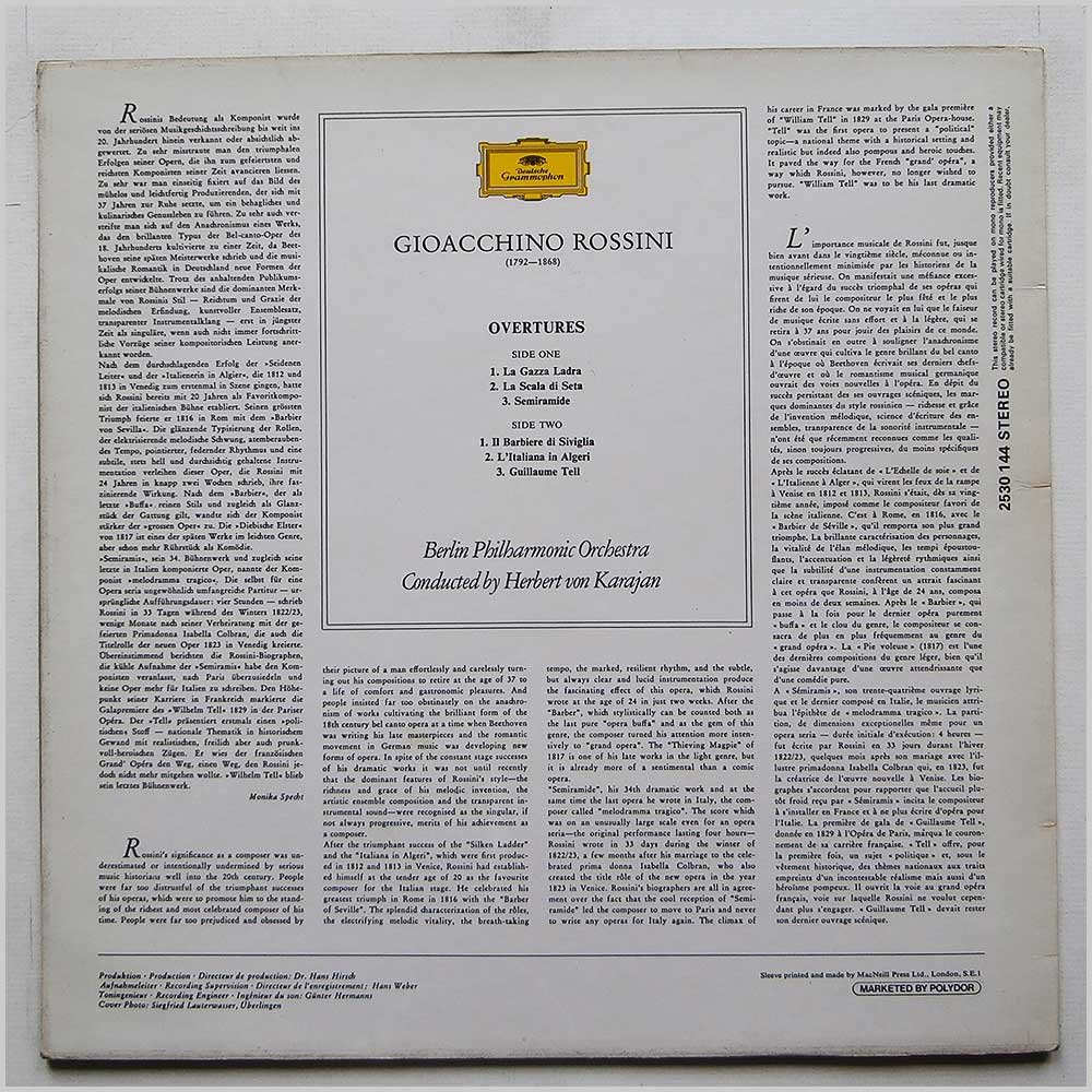 Rossini: Ouvertüren / Overtures [Vinyl LP] [Schallplatte