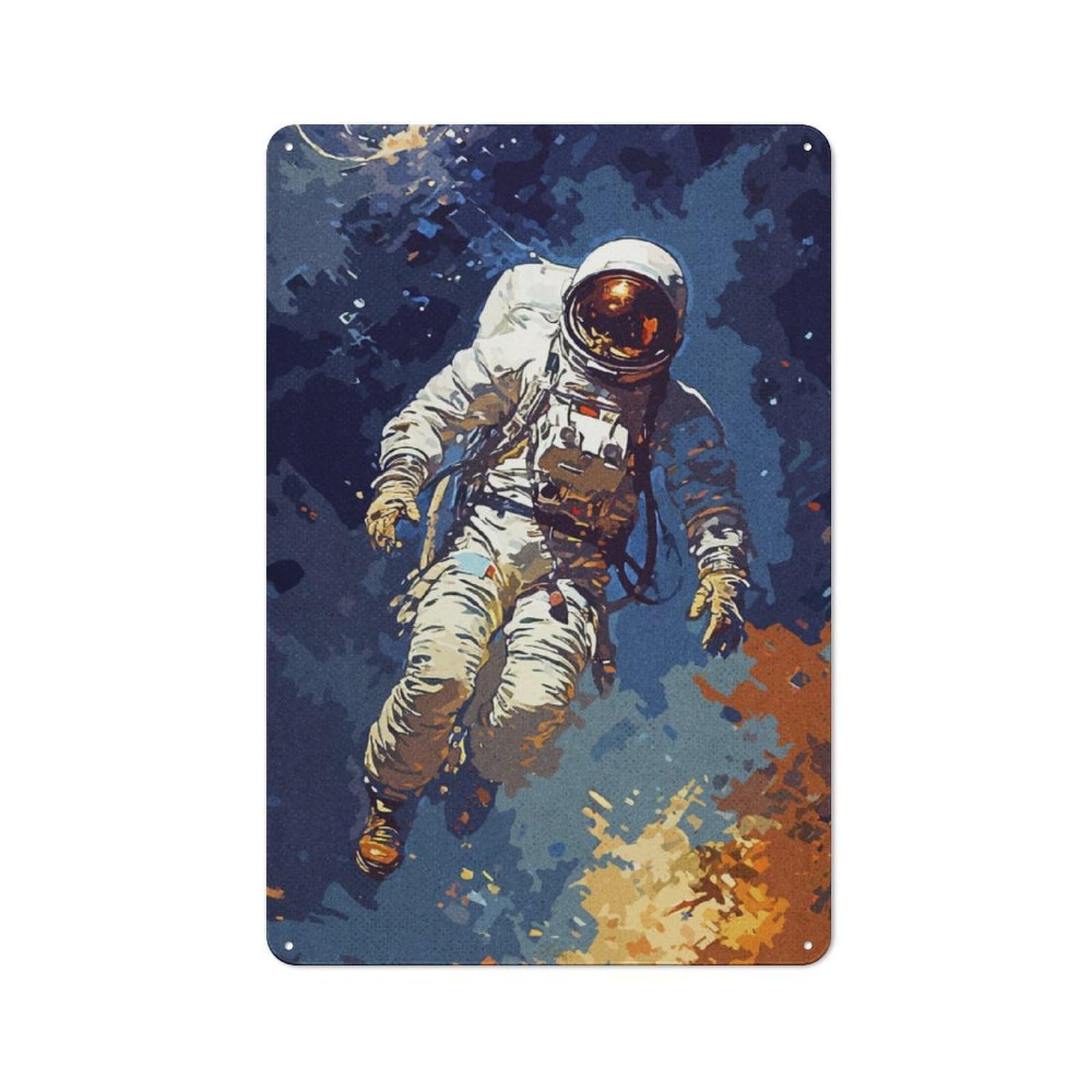 Junmoney Vintage Astronaut For Café Or Restaurant, Vintage Tin Wall Plaque 30X20cm, New Home Wall Decor For Café Owners And Decorators