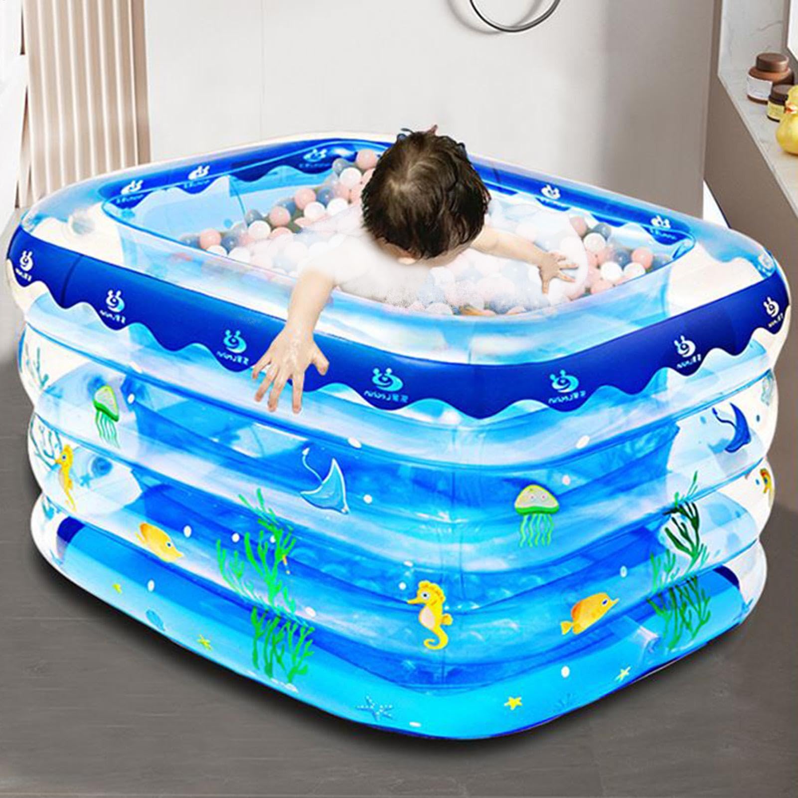 Pataugeoire Gonflable pour Les Tout-Petits Protection Sécurisée Pliable