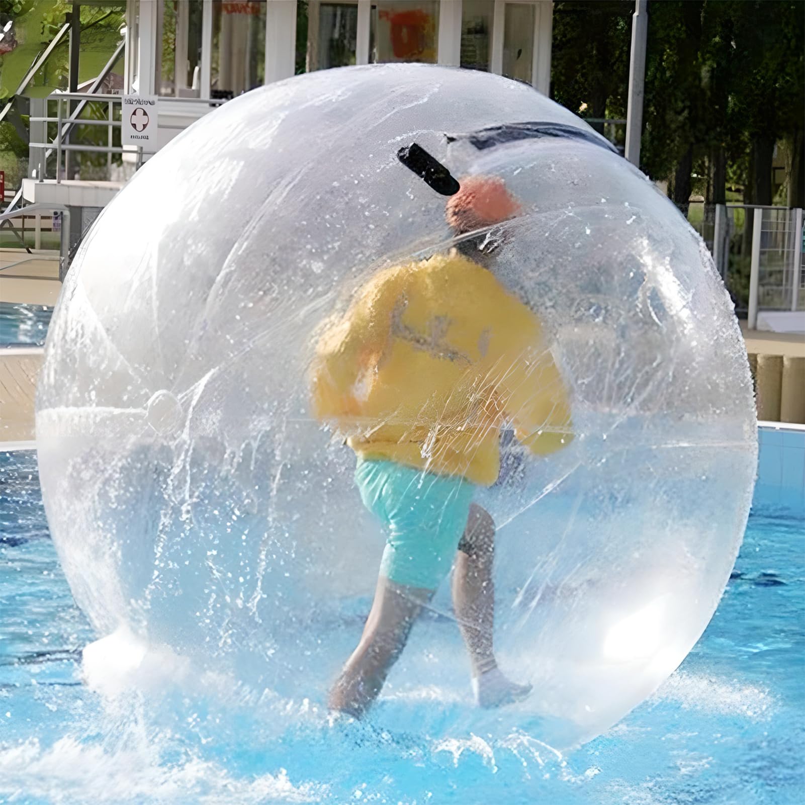 Casa Gonfiabile a Bolla da 1,3-2,5M di Diametro - Palla d'Acqua per Camminare, Palla d'Acqua in PVC da 0,8 mm con Pompa d'Aria Elettrica da 600/800W per Piscina e Lago Dia 2