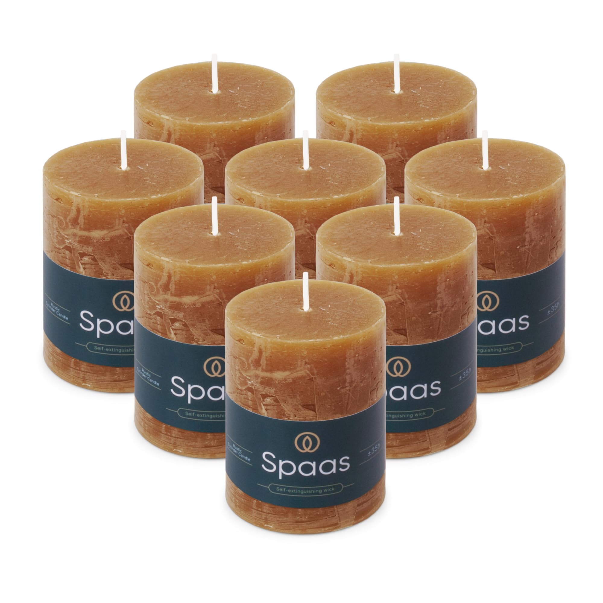 Spaas Cognac 8X Rustic Pillar Candle 70/95 Mm 35H,