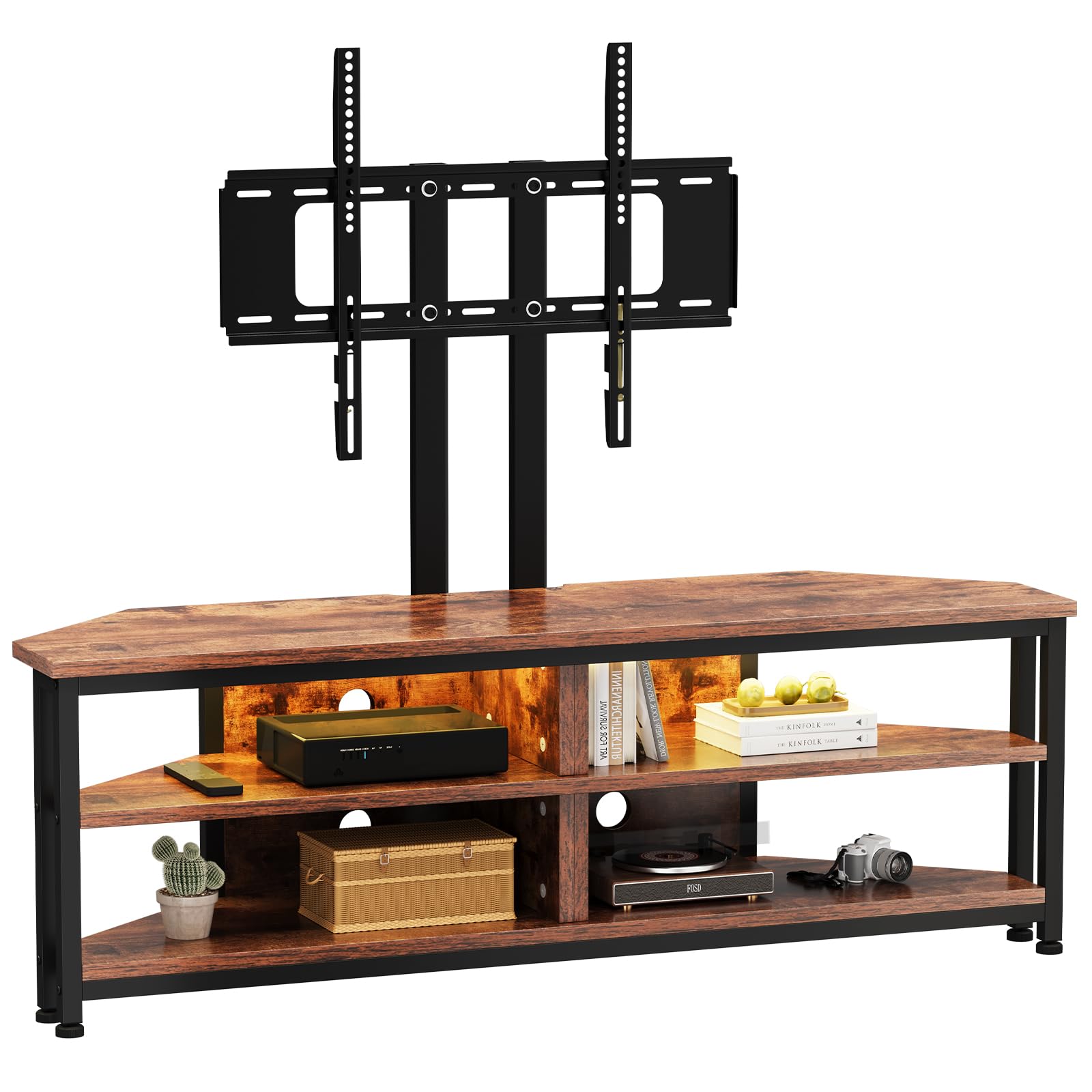 Dripex Mobile ad angolo per TV, con supporto e illuminazione a LED, mobile angolare (120 cm con supporto)