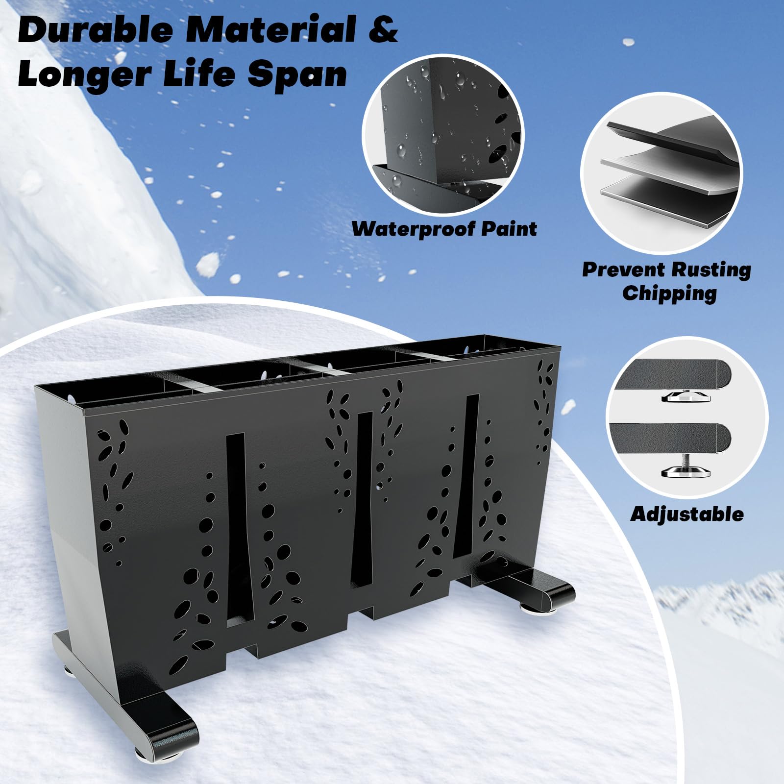 Portasci In Metallo Per 4 Paia - Supporto Autoportante Per Sci E Snowboard, Da Garage - Foto 4