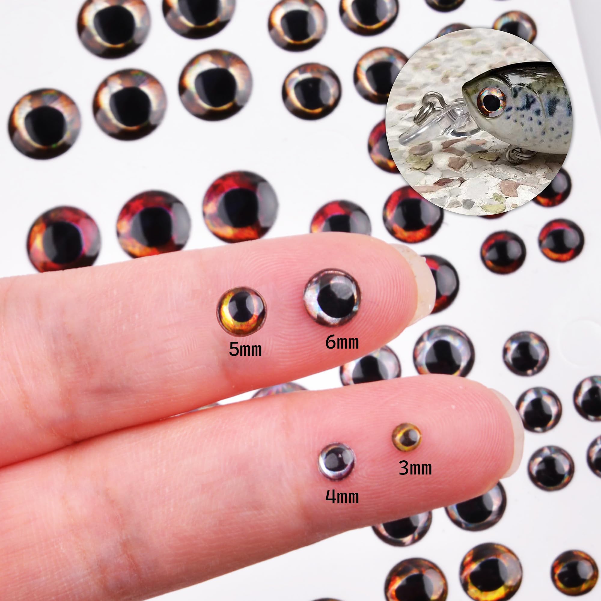 VATEICO 4D Fishing Lure Eyes,240pcs Fishing Eyes for Lure Bait Lifelike Realistic Holographic Fake Eyes for Fly Tying Lure DIY Lure Tool 3mm