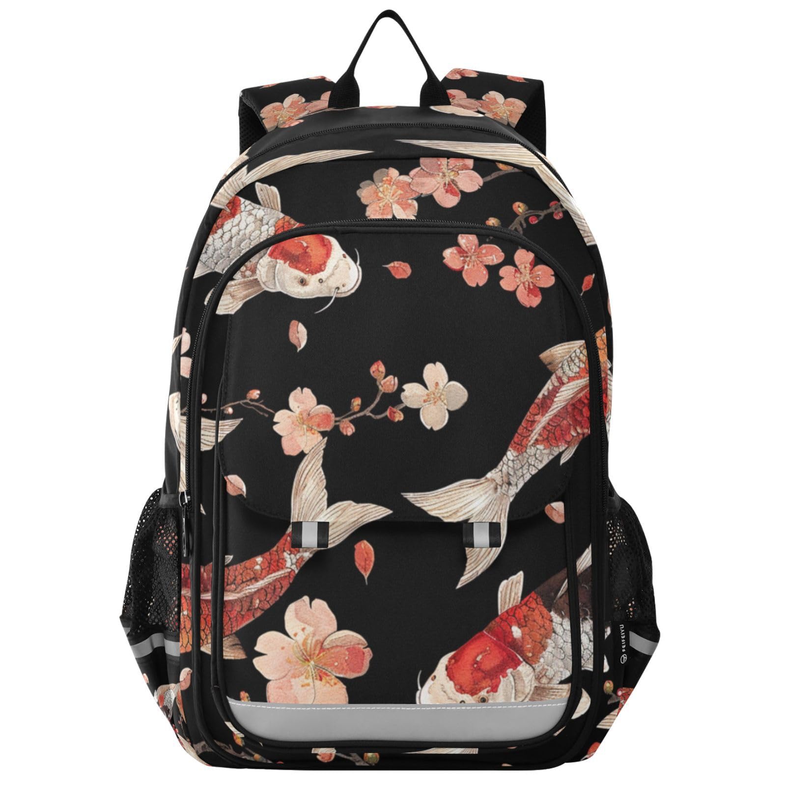 Fiori Di Pesce Koi Elegante Nuoto Zaino Scolastico per Studenti,Zainetti per Bambini e Ragazzi,Ideali per La Scuola Viaggi