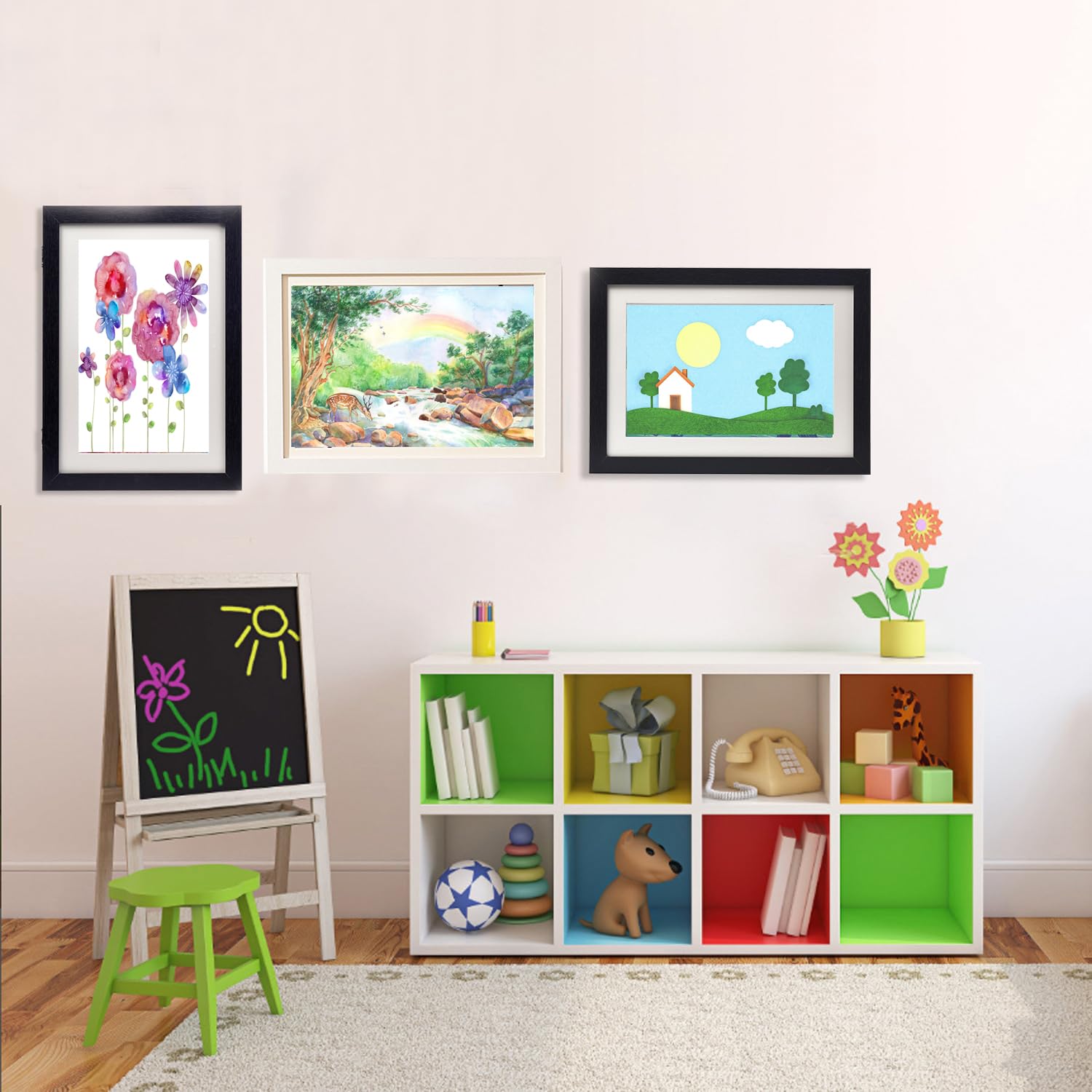 Lukione 2 Stück Bilderrahmen Kinderzeichnungen A4, Frontöffnung Kinder-Kunstwerk Rahmen austauschbar A4 für Kunst Bilder, Handwerk, Kinder-Zeichnung, Portfolio, hält 50-100 Kunstwerke