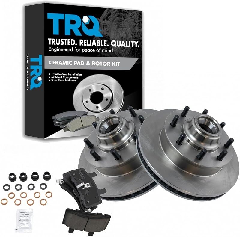 Juego de kit de freno de disco y rotor de cerámica delantera TRQ | Para camioneta Chevy GMC SUV