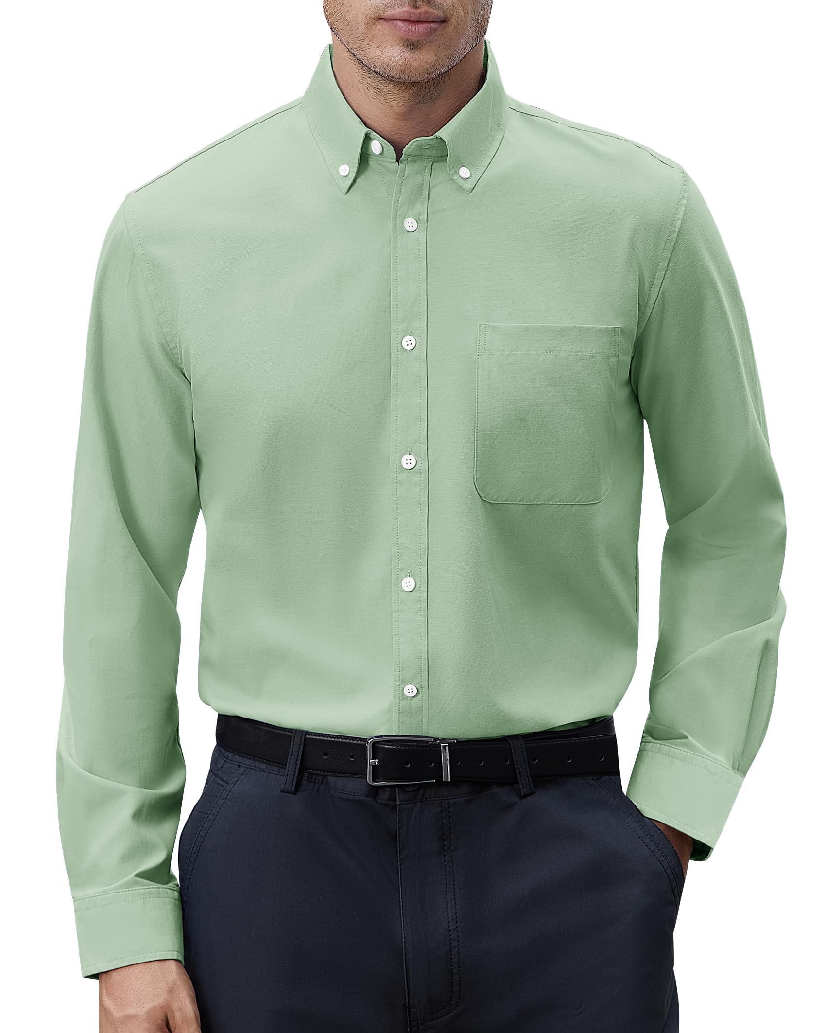 Lusead Mens Oxford Shirts Long Sleeve Button Down Shirt Regular Fit Business Casual Dress Shirts