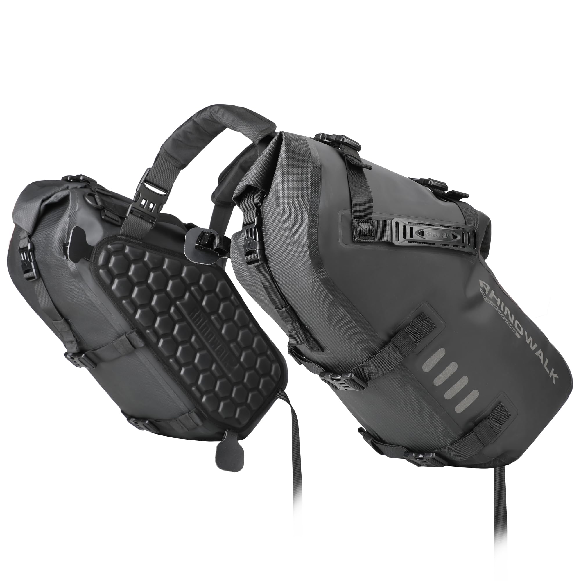 Rhinowalk Alforja impermeable para sillín de motocicleta, bolsa trasera PVC, cierre enrollable, 18 L