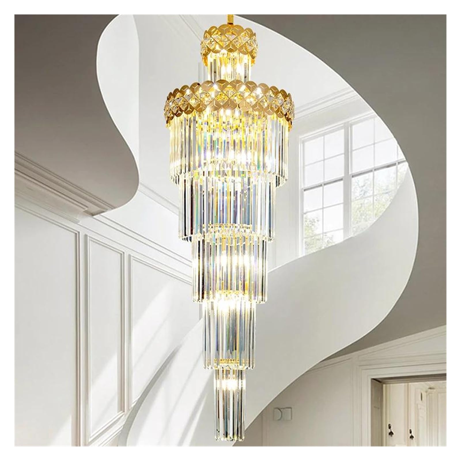 Genérico Lámparas de araña, Lámpara de araña lujo for sala estar, diseño escalera, villa, dúplex, moderna, cristal, larga, colgante for techo(Changeable,D80X300cm)