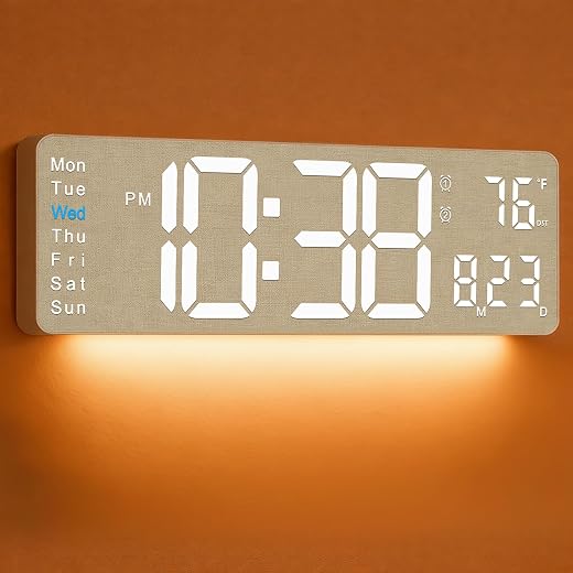 MASHI 2026 Upgrade Digital Wall Clock, 16 Large Display Digital Clock with Remote Control, Auto