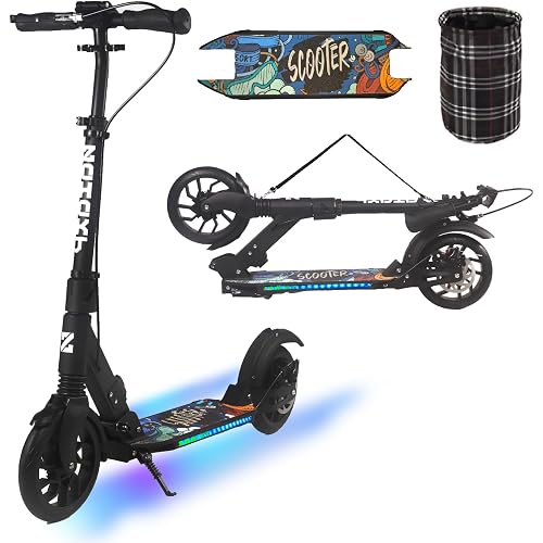 Kick Scooter for Teens & Adults, Foldable Commuter Scooter, Smooth & Stable Ride, Dual Suspension, Disc Brake, Adjustable Height, Supports Up to 330 LBS