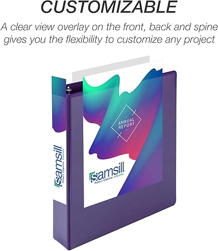 Vista 133 de Samsill (MP128587) - Carpeta de 3 anillos redondos de 3 pulgadas, fabricada en los EE. UU., con cubierta transparente personalizable para insertos