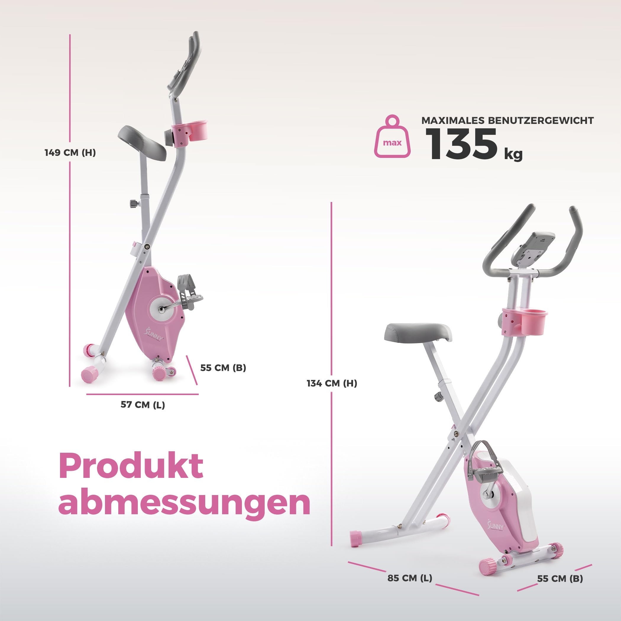 Sunny Health & Fitness Faltbares magnetisches X-Bike Pro