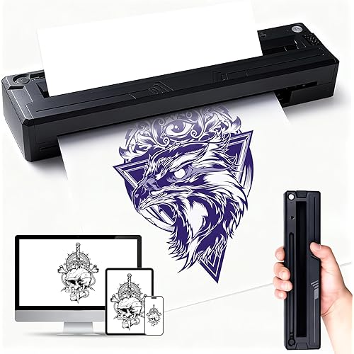Yuelong Tattoo Stencil Printer, Wireless Thermal Tattoo Printer Portable Transfer Copier Machine for Artist Compatible with Smartphones/Tablet