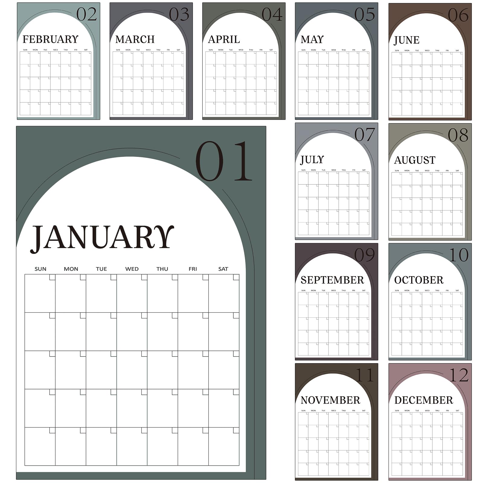 2025-2026 Large Wall Calendar Dry Ease Big Calendar for Wall Back to School Blank Planner 12 Month No Year Restriction Reusable Reserve Grid Planning for Office Home(Neutral,12‘’x16‘’) — image 1