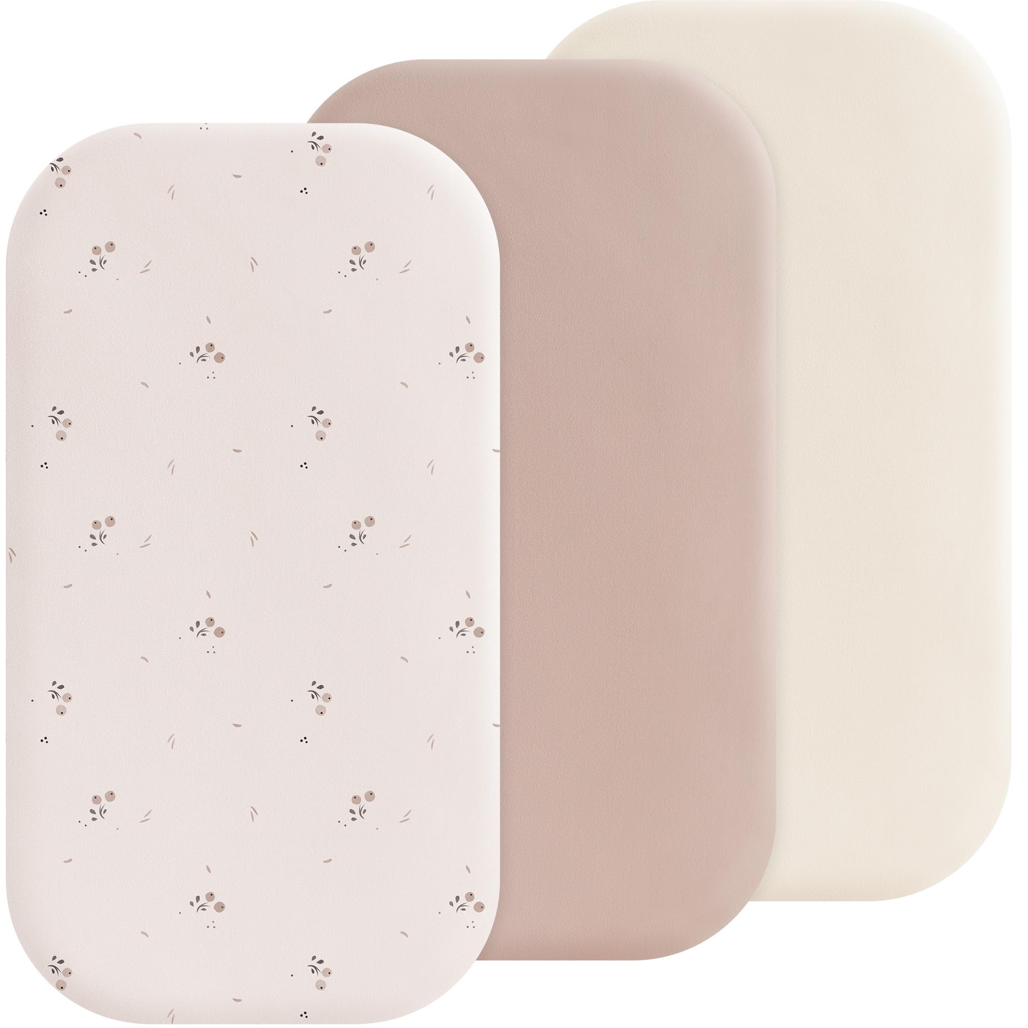 Susurration Next to Me Crib Sheets 90x50cm, 3 Pack Baby Cot Sheets, Breathable and Smooth Microfiber Bedside Crib Fitted Sheets for Baby Girls and Boys (Tangerine Blossom)