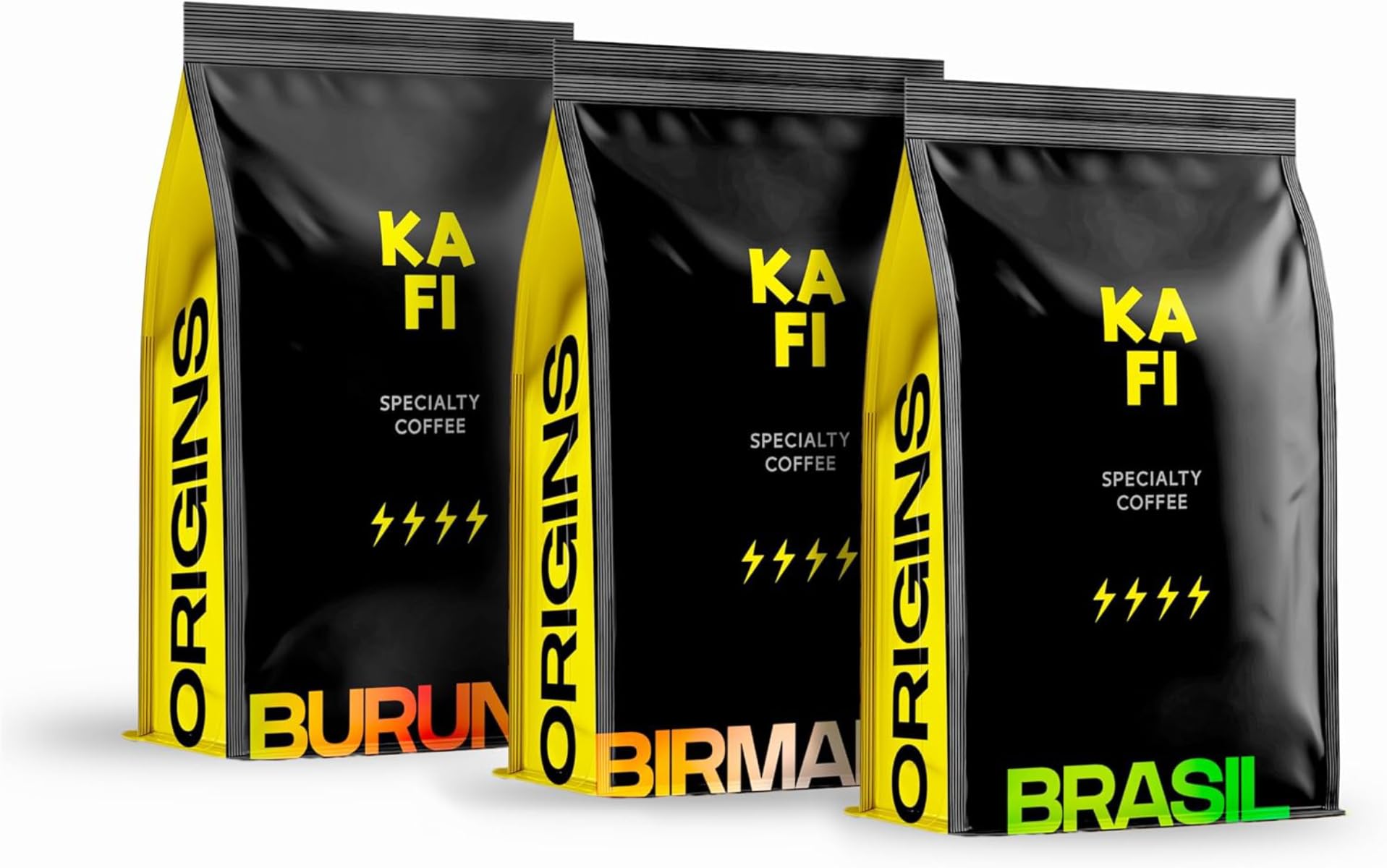 KAFI Café en Grano de Especialidad Pack 3 Continentes (Burundi, Birmania, Brasil) 1,5kg (3x500g) - 100% Arábica Natural - Notas de Fruta, Chocolate y Nuez - Ideal Cafetera Superautomática y Molinillo