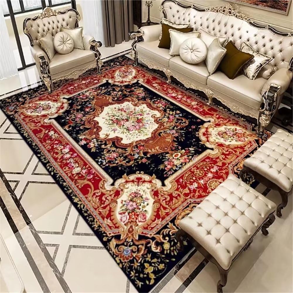 Tapis chambre bébé rouge grand tapis de jeu enfant salon 140x200