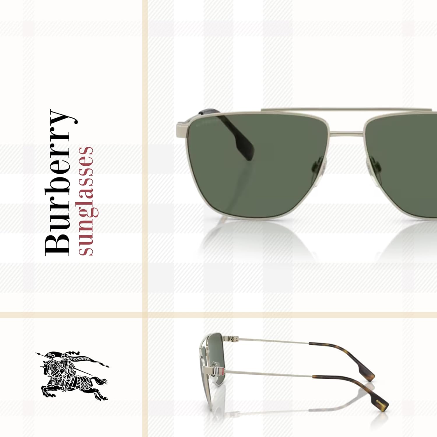 BURBERRY BE3141 Aviator Sunglasses for Men +BUNDLE with ACCESSORY EYEWEAR KIT