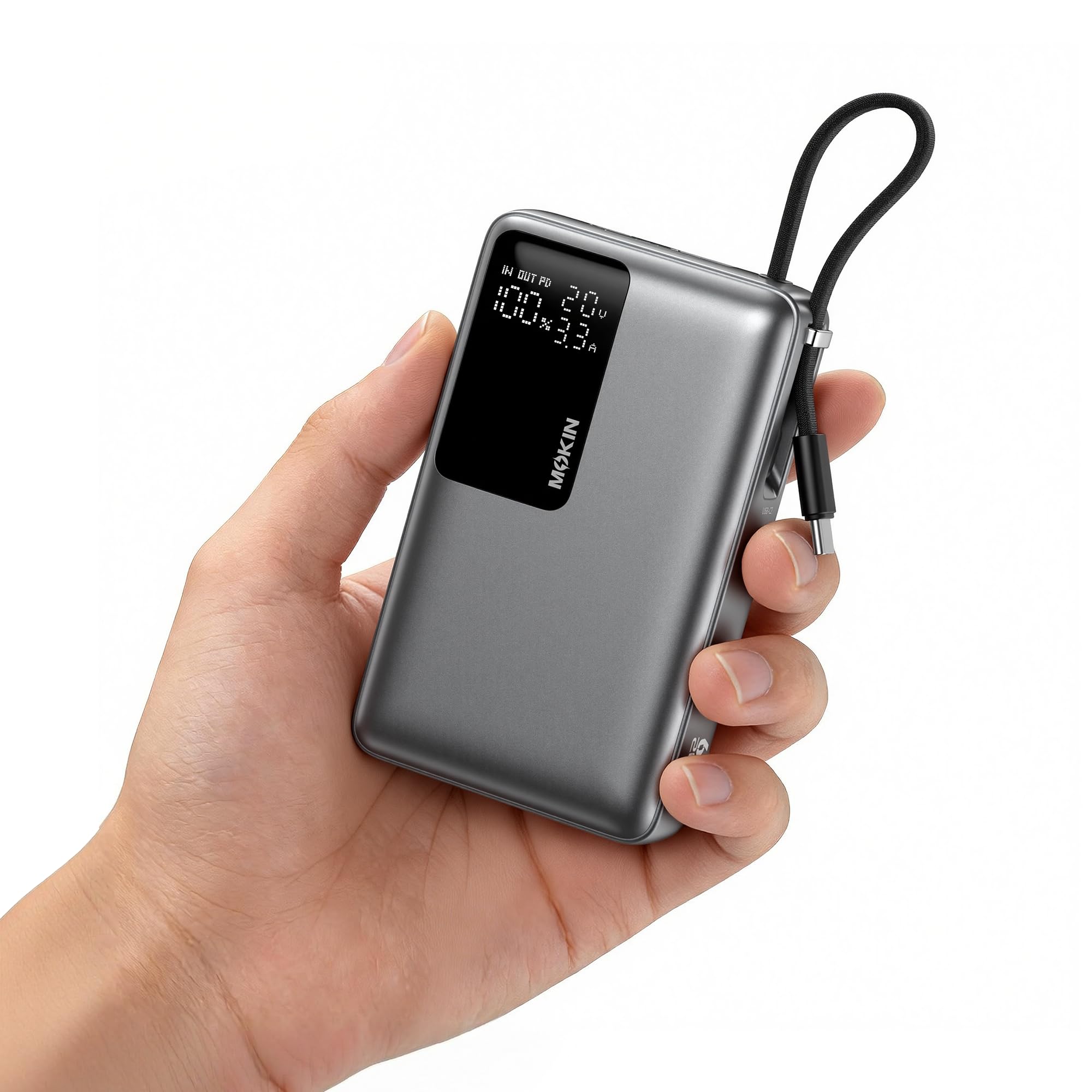 Power Bank, 65 W, 20000 mAh, funzione di ricarica rapida, USB C, PD3.0 e QC4.0, batteria esterna portatile per cellulare con display LED, compatibile con iPhone 17, 16, 15, 14, Samsung Galaxy S25, S24