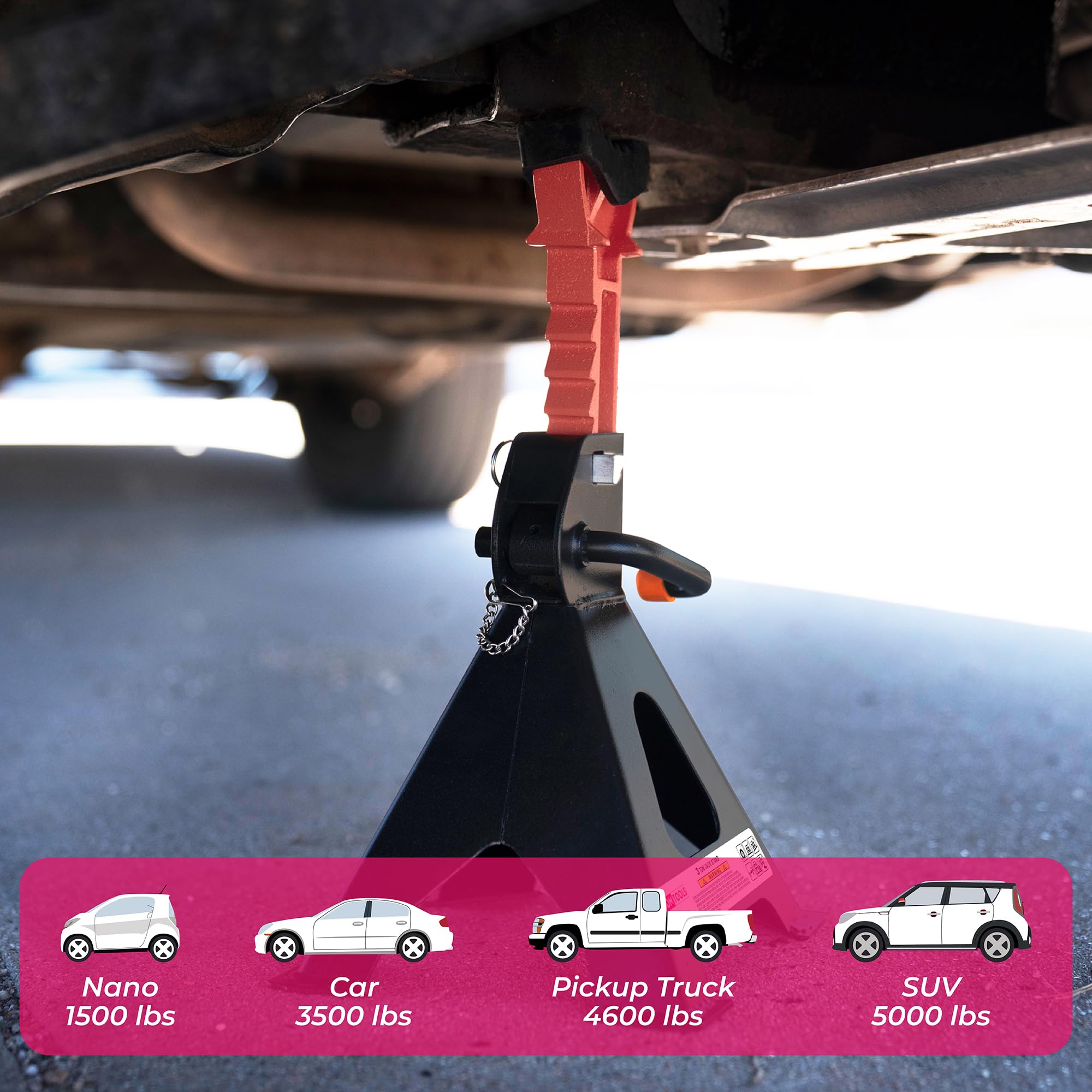 Jack Stands - Soporte para gato de coche de 3.0 toneladas (6 libras), altura ajustable para levantar SUV, camioneta, coche y UTV/ATV, 1 par