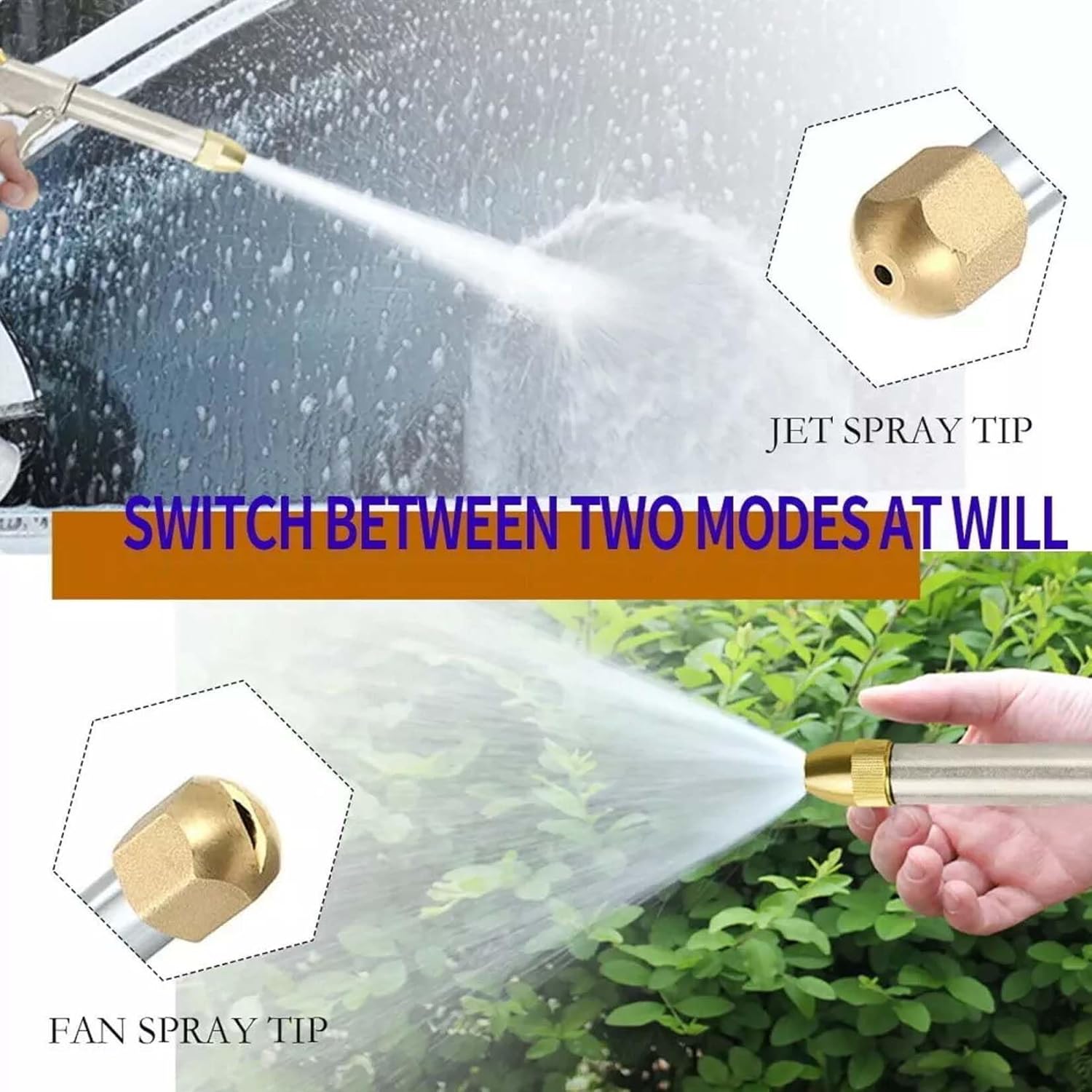 Pressure Washer, Nozzle High Pressure, 2-In-1 Portable Jet Nozzle High Pressure Hose Nozzle with 2 Nozzles for Car Home Garden Washing (Black-2pcs)
