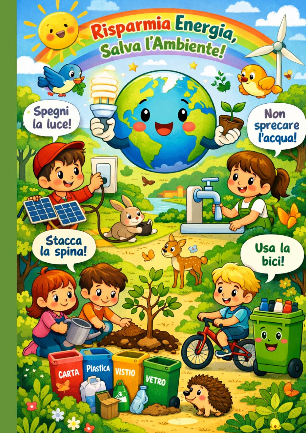 Risparmia energia, Salva l'ambiente! libretto da colorare per bambini: + 25 immagini da colorare per bambini e bambine, un passatempo creativo che ... il pianeta con piccoli accorgimenti