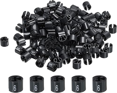 MECCANIXITY Marcadores de colores para colgar ropa (Número 6, negro) para codificación de colores, paquete de 150 unidades
