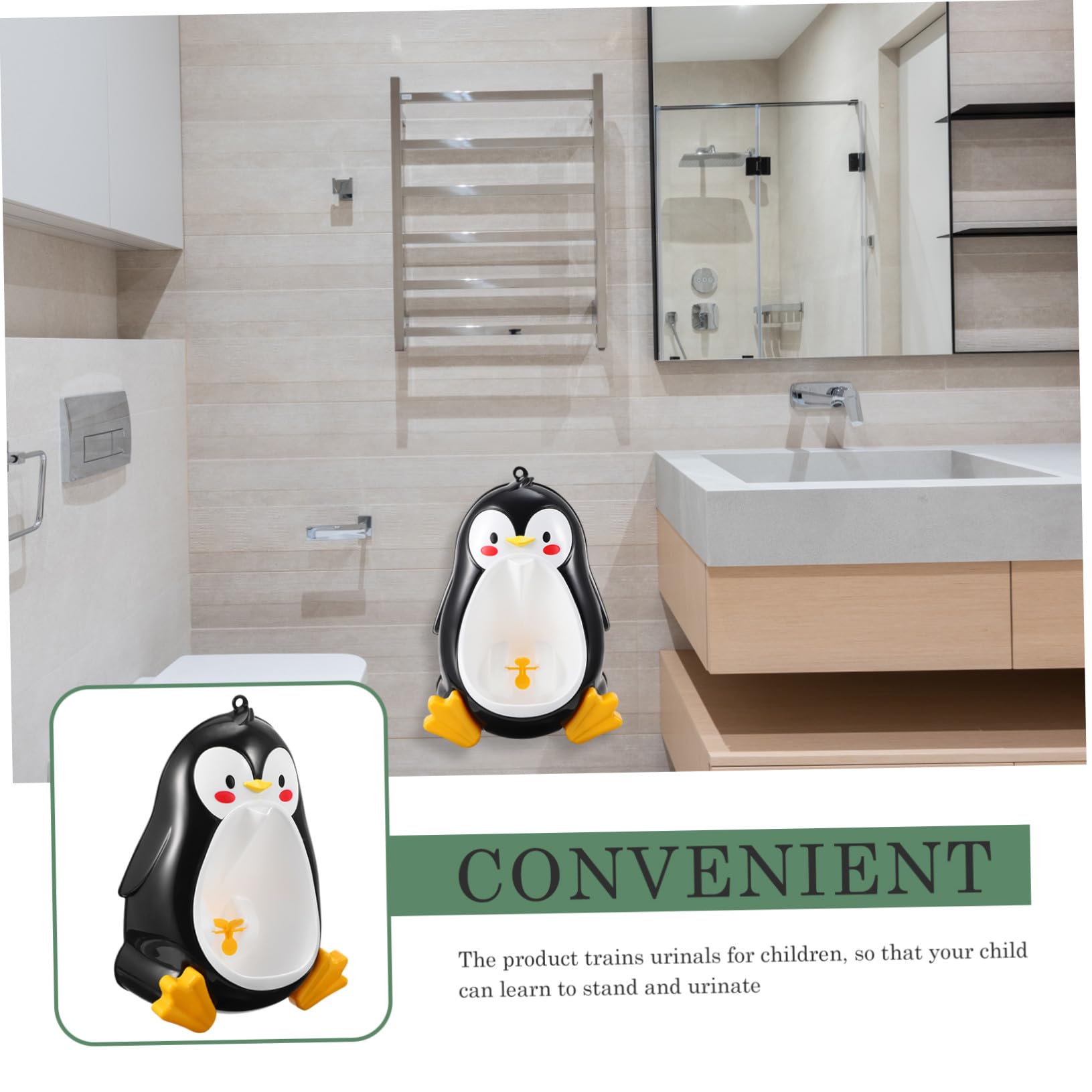 Orinal Infantil Forma de Pingüino de Pie, Negro, Pp