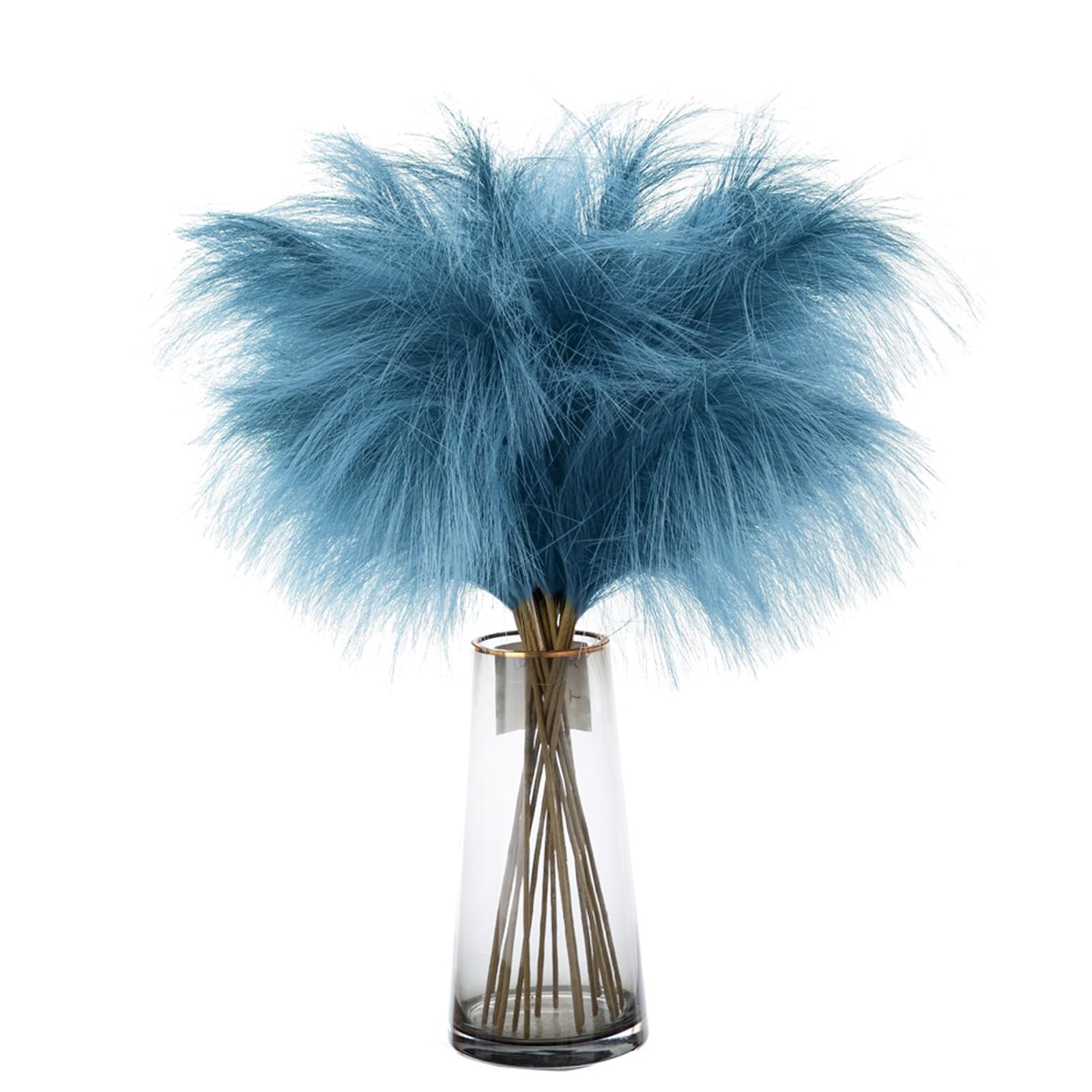 LKPOMI 6 Pcs Faux Pampas Grass Decor 75cm/30inch Artificial Pompous Grass Floral Fluffy Fake Plants Flower Arrangement for Floor Vase Filler Home Farmhouse Party Wedding Boho Decor(Dark Blue)