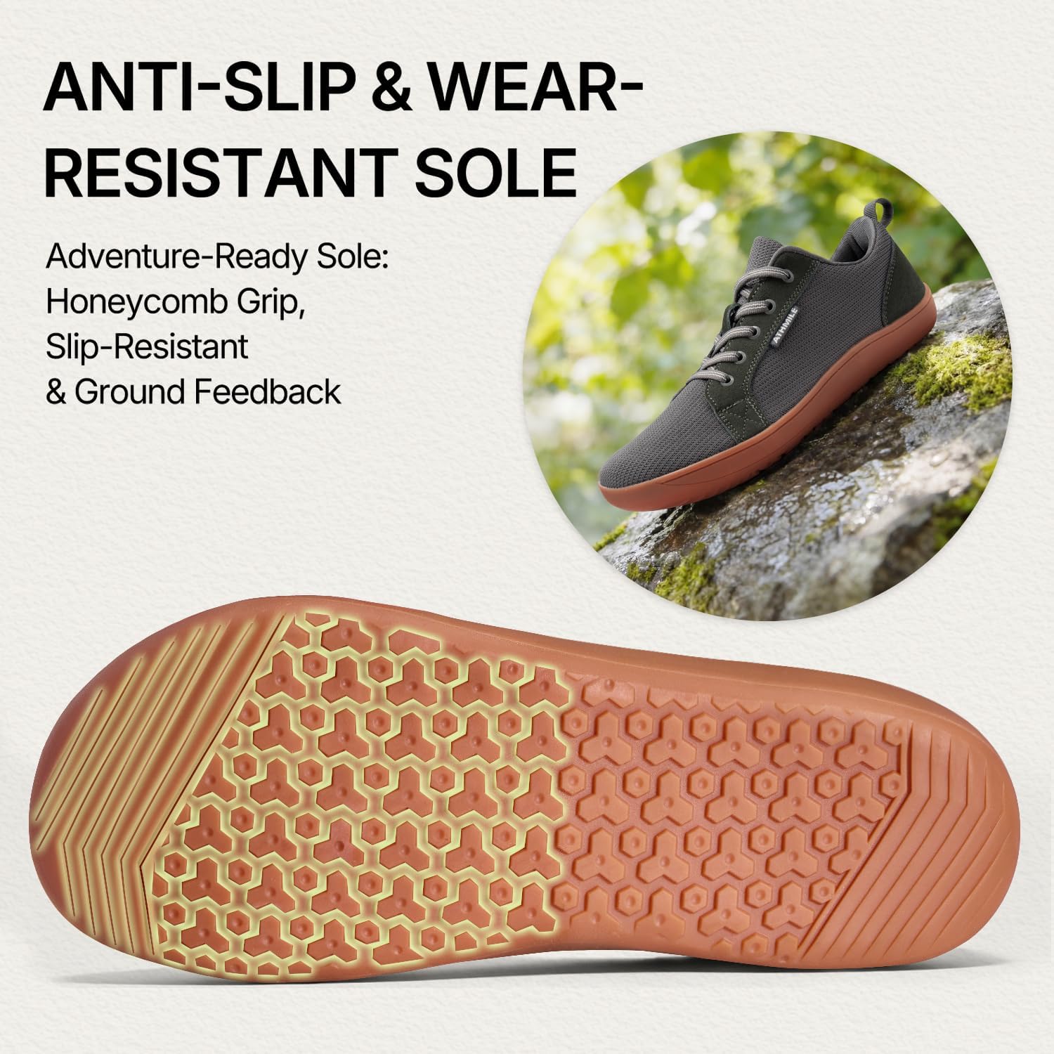 ATHMILE Barefoot Shoes Men Wide Toe Box Zero Drop Sneakers Earthing Minimalist Fashion Athletic Footwear for Grounding Gym Trail Running Hiking Walking Casual Breathable Non Slip