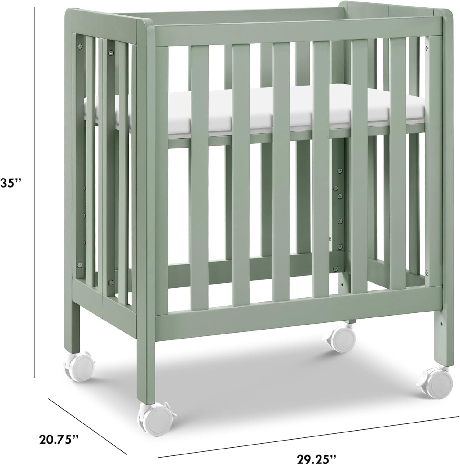 Colby Grow Crib configured as a portable bassinet with wheels