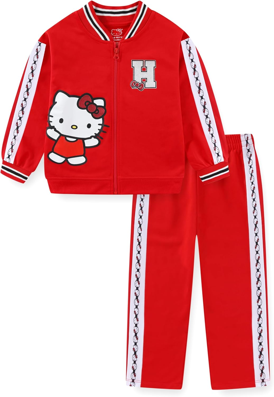 Hello Kitty Sanrio Girls Zip Up Jacket and Pants Set for Big Kids