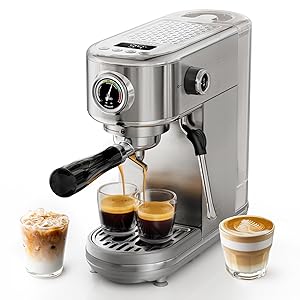 HIBREW Máquina de café espresso programable H10B, acero inoxidable cepillado, temperatura ajustable y volumen de taza, limpiador de vapor para espumador de leche