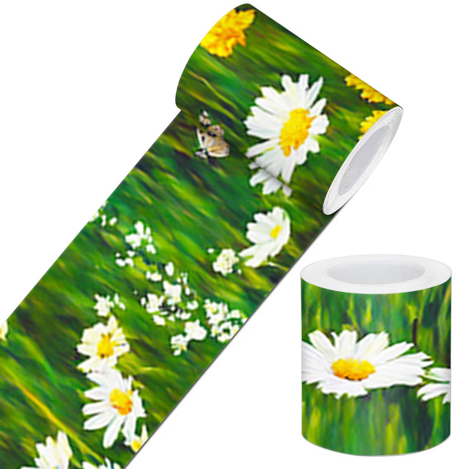 IVN Tapeta, odklej i przyklej, dekoracyjne wykończenie ścienne, samoprzylepna, stokrotka, motyl, pole, tapeta, do łazienki, pralni, basenu, lustrzanej ramy, półki, krawędzi ściany, 10 x 400 cm