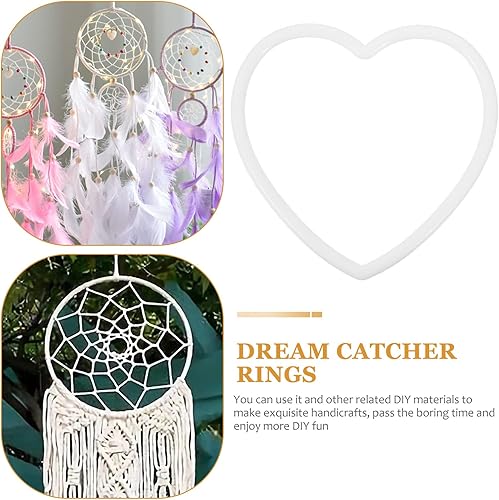 Miniatura 4 de DOITOOL 20 anillos de atrapasueños con forma de corazón, aros de acrílico para coronas, anillos de macramé en forma de corazón, anillos para coronas