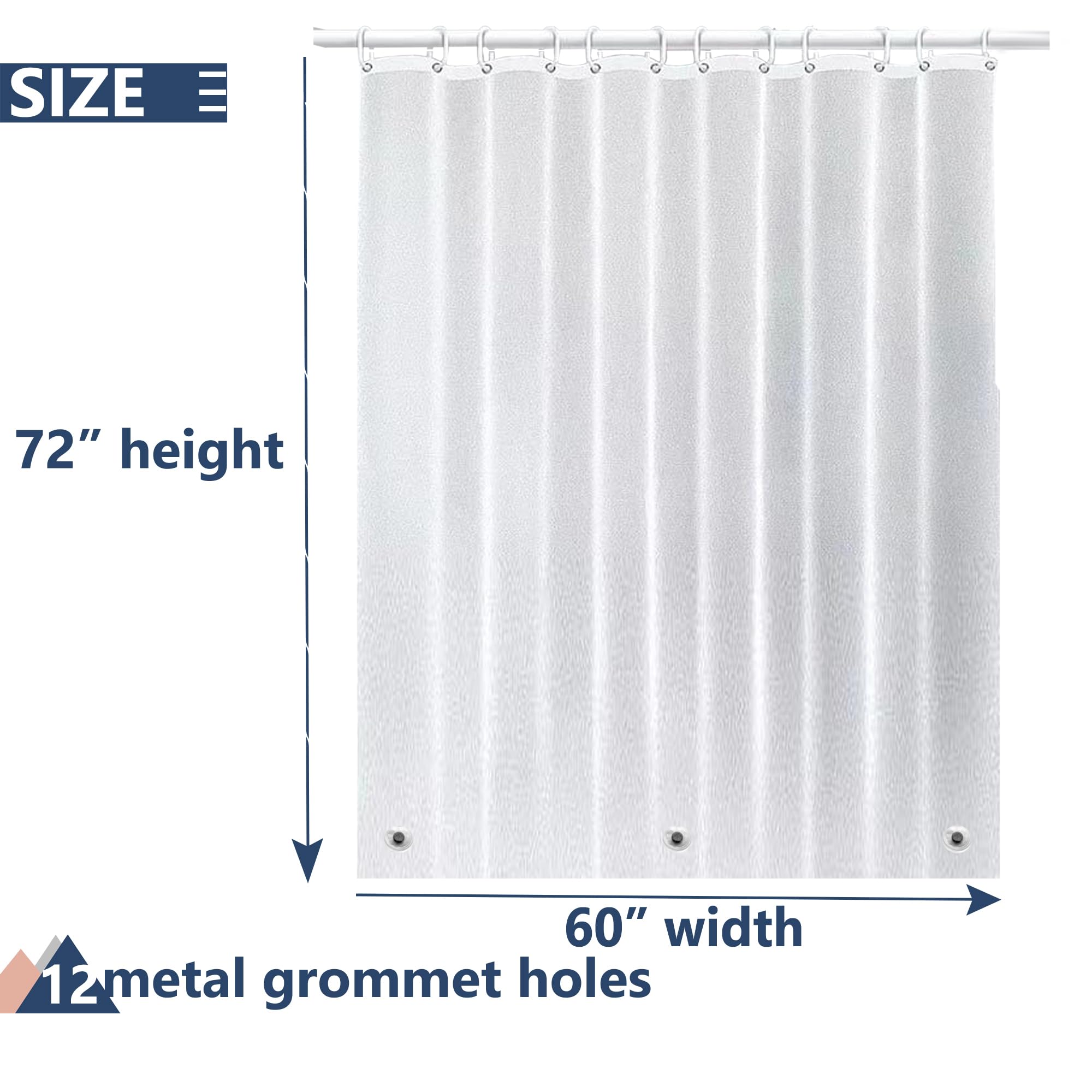 Fodera per tenda da doccia 60L x 72A, con 12 fori passanti e effetto satinato, magneti sul fondo e clip magnetiche per tenere chiusa, tenda da doccia resistente 60L x 72A, effetto seta