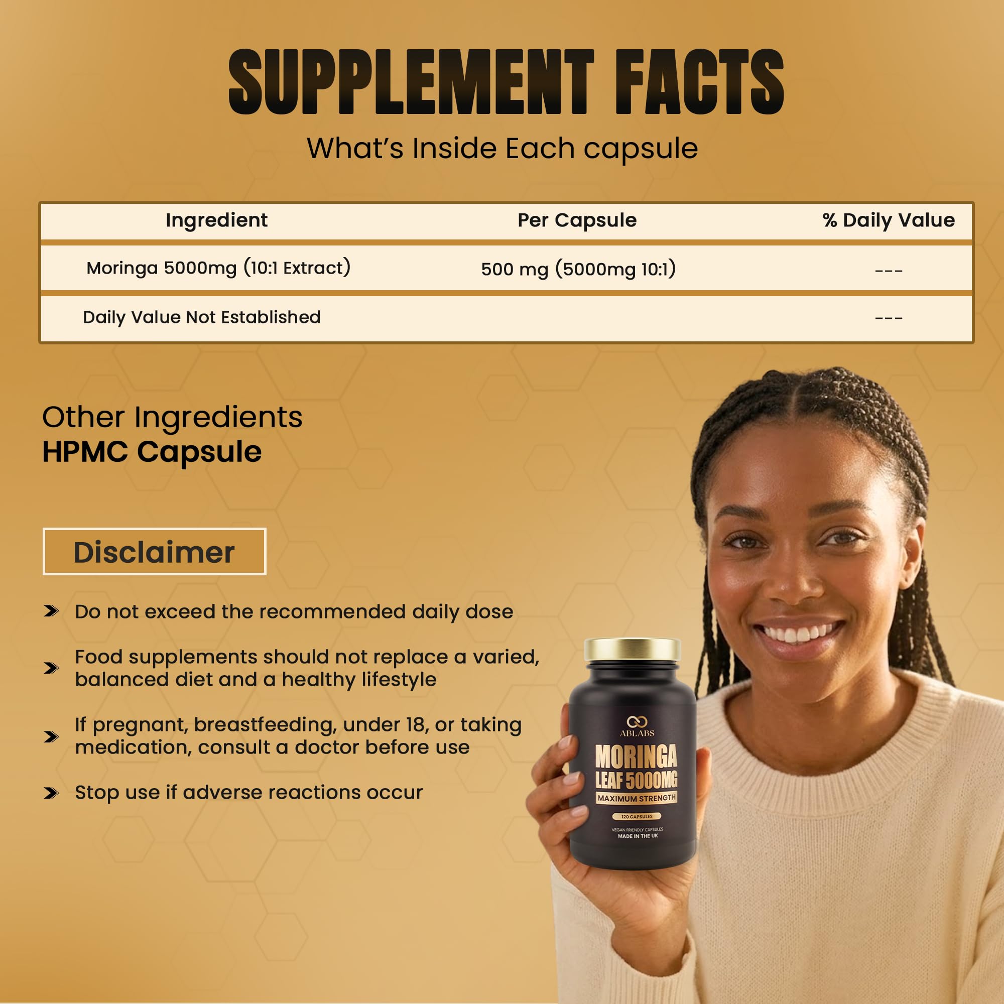 Organische Moringa Kapseln - 5000mg Moringa Extrakt | Reines Moringa | Vegan, Keine Künstlichen Füllstoffe, Non-GMO