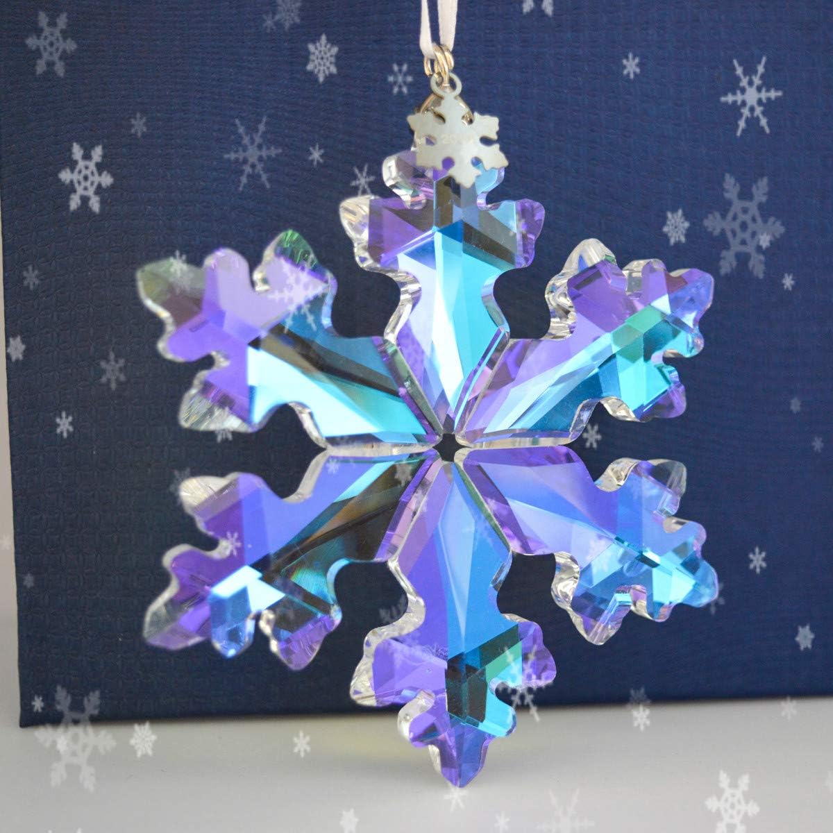 SIYOUKI 2018 Christmas Decoration, Crystal Star Car Pendant K9 Glass Snowflake Ornament (Colorful)