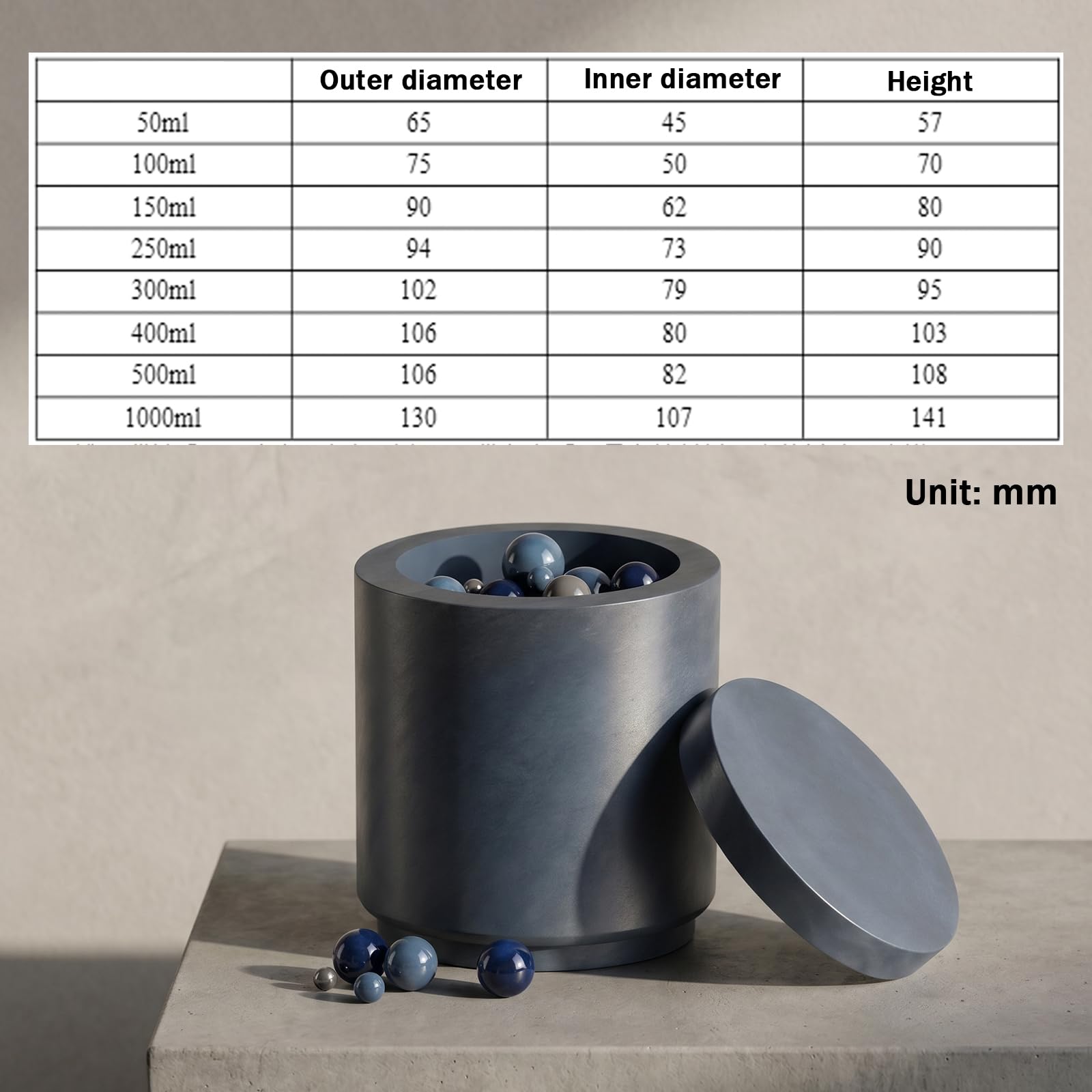 Tarro de molino de bolas de ágata, olla de molienda de alta dureza, capacidad de 600 ml, funda de acero inoxidable, dureza Mohs 7.2-7.5, sin impurezas, ideal para uso en laboratorio