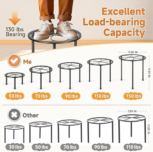 Miniatura 2 de Paquete de 5 soportes de metal para plantas, soportes de hierro para interiores y exteriores, soportes para macetas para múltiples plantas, soporte