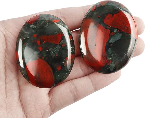 Artistone Juego de 2 piedras de sangre africanas para el pulgar, piedras curativas naturales pulidas para chakras, para aliviar el estrés, la