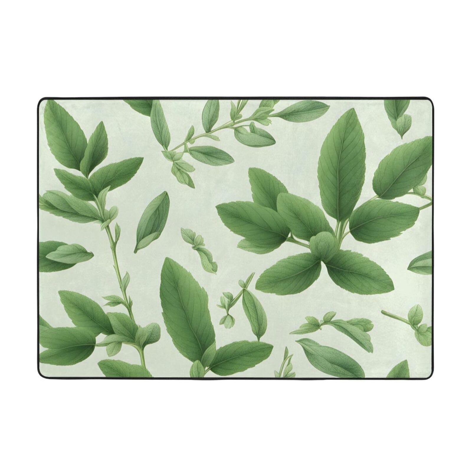 Tapis de sol doux BROLEO de prestige aux motifs branches vertes salon