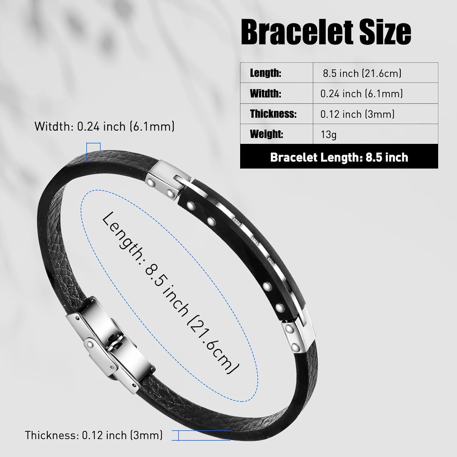 Mens Leather Bracelet with Clasp, Black Braided Leather With Black Inspirational Bangle Bracelets Wristband for Men, Gifts for Dad, Friends, Husband - Image 2