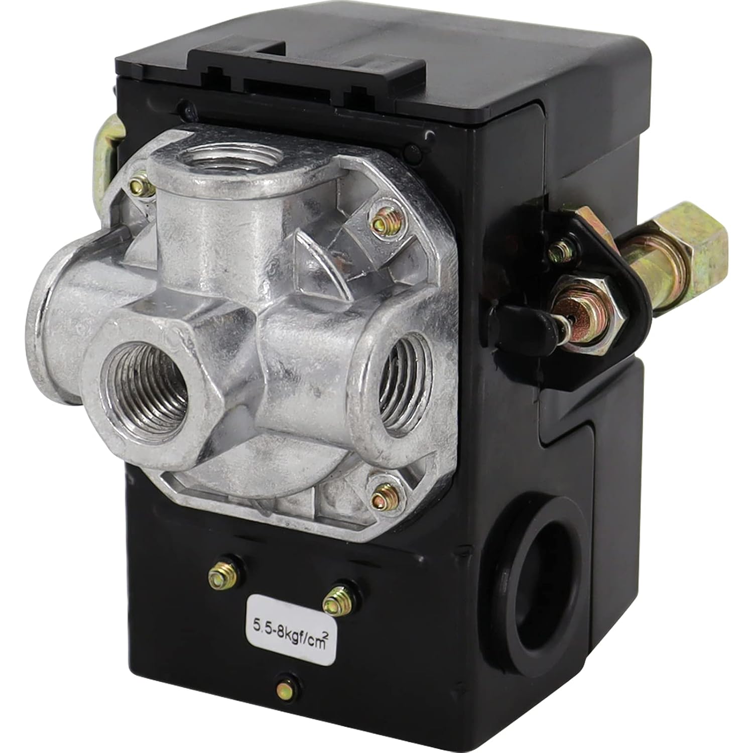 LF10-4H Air Compressor Pressure Switch, 95-125 PSI, 20A, 4-Port 1/4" NPT | Unloader Control Valve, Automatic Compressor Switch Replacement, On/Off Lever, for Single-Stage & Two-Stage Air Compressors